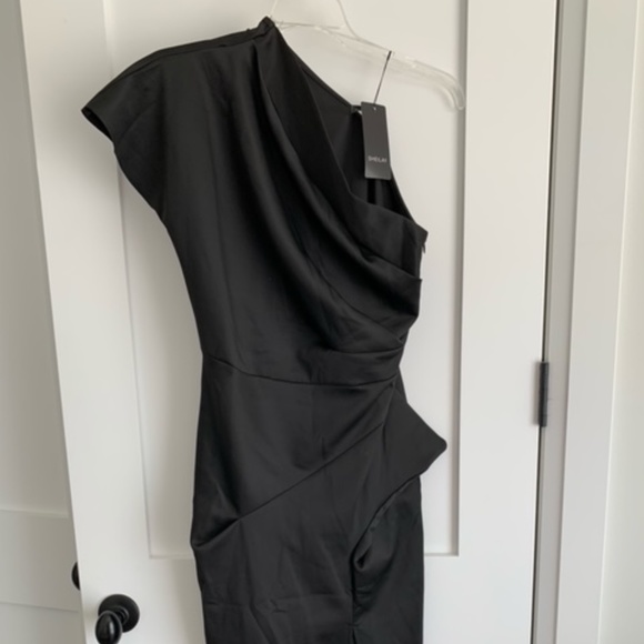 Sheilay black asymetric one-shoulder dress - Picture 1 of 3